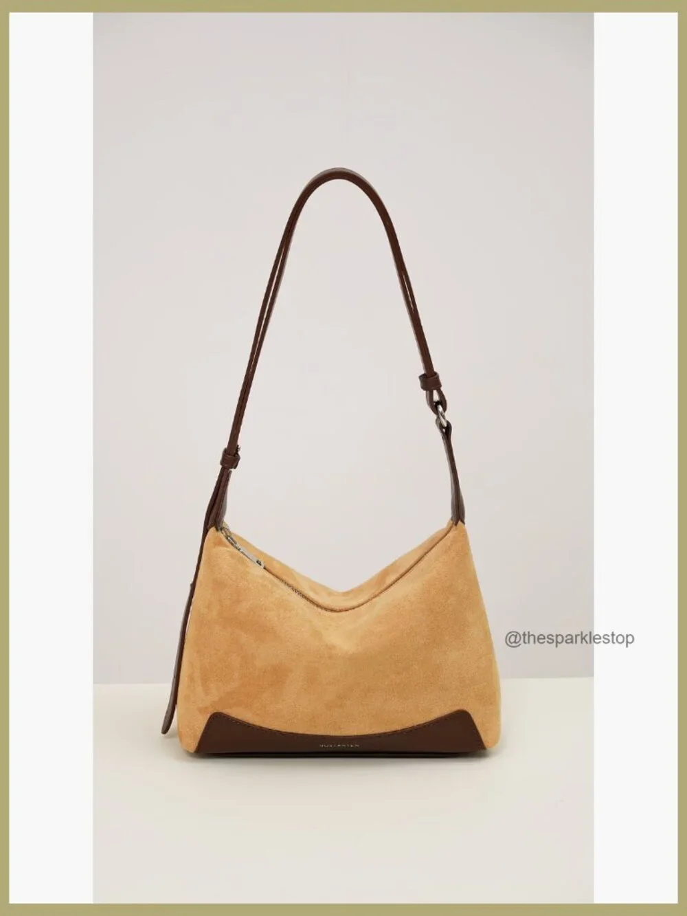 Soft Suede & Pebbled Vegan Leather Crossbody Hobo Bag Adjustable Strap